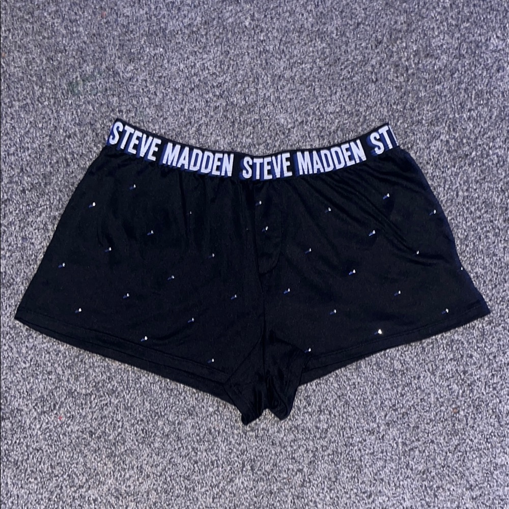 Steve Madden Black Pj Shorts with Rhinestones